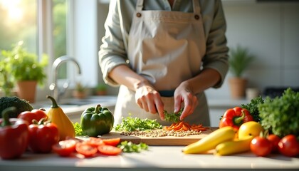 Colorful Meal Prep in a Modern Kitchen Emphasizing Healthy Eating