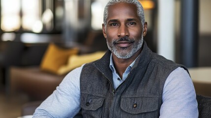 Obraz premium Confident Mature Businessman with Stylish Gray Beard