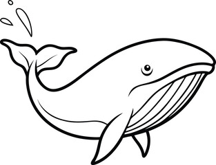 Obraz premium Cute whale line art illustration for kids' coloring book invites young artists to color a joyful whale and spark their imagination 