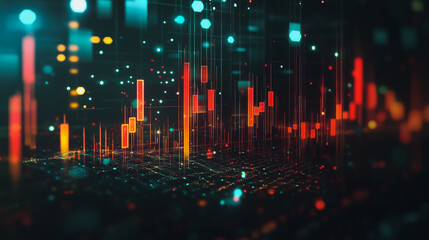 Fototapeta premium Charts and graphs with statistics for innovation Digital analyzes business potential and predicts future developments in the company's growth. Abstract black background