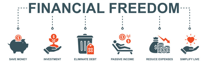 Financial freedom banner web icon vector illustration concept with icon