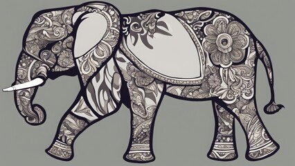 elephant on a white background, art style