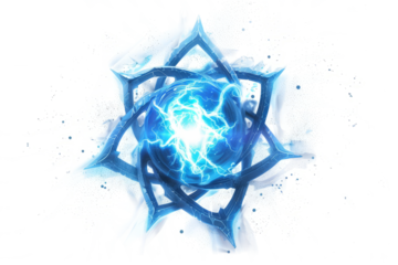 A luminescent, levitating wizard's sigil crackling with arcane power, isolated