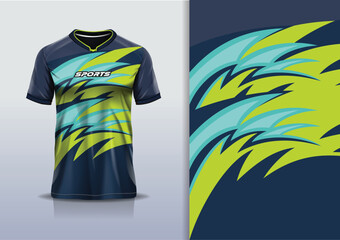 Sport jersey design template mockup curve line racing for football soccer, running, esports, green yellow black color