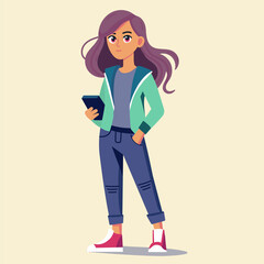 Tech-Savvy Girl. Modern Style Meets Digital Trends