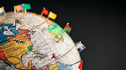 Globe with Flags: A Visual Representation of Global Connectivity