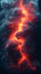 Explosive Boundary: Abstract Fusion of Black Smoke and Red Lava. Dynamic Marketing Template for Websites, Advertisements, and Seasonal Promotions. Elegant Minimalist Design with Copy Space, Perfect fo