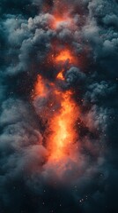 Explosive Boundary: Abstract Fusion of Black Smoke and Red Lava. Dynamic Marketing Template for Websites, Advertisements, and Seasonal Promotions. Elegant Minimalist Design with Copy Space, Perfect fo