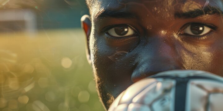 An athlete preparing for a game on a grassy field alongside teammates, focusing on fitness, soccer, and stretching exercises - Powered by Adobe