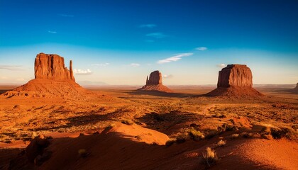 Naklejka premium Iconic American desert view at sunset near Monument Valley, USA