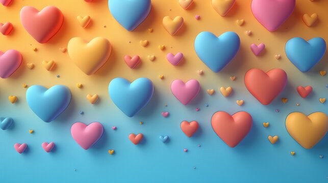 Colorful Heart-Shaped Balloons on Gradient Background Celebrating Friendship Day with Love and Joy