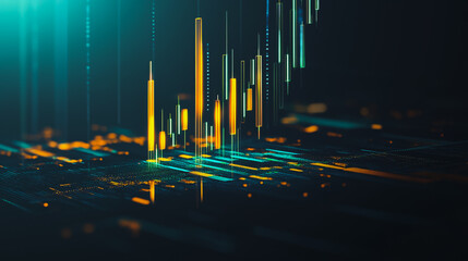 Charts and graphs with statistics for innovation Digital analyzes business potential and predicts future developments in the company's growth. Abstract black background
