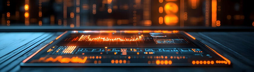 Photo Realistic as Tablet with Holographic Blockchain Icon and Cryptocurrency Icon concept as A photo depicting a tablet with a glossy glowing holographic blockchain icon and cryptocurrency icon. The 