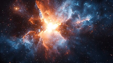 Naklejka premium A vibrant explosion of cosmic colors in deep space, showcasing a stellar nursery.