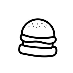 Burger Doodle Icon Vector 