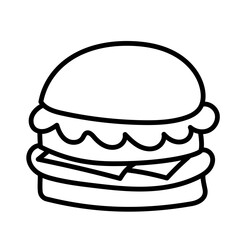 Burger Doodle Icon Vector 