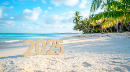 New Year 2025 on a tropical beach