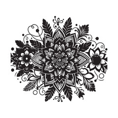 Abstract mandala flower coloring page design