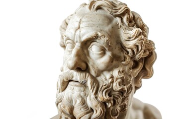 Naklejka premium A bronze or marble sculpture of a bearded man, suitable for use in historical, cultural, or decorative contexts