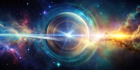 Fototapeta premium Celestial Sonic Boom: Cosmic, ethereal, otherworldly, shimmering, iridescent