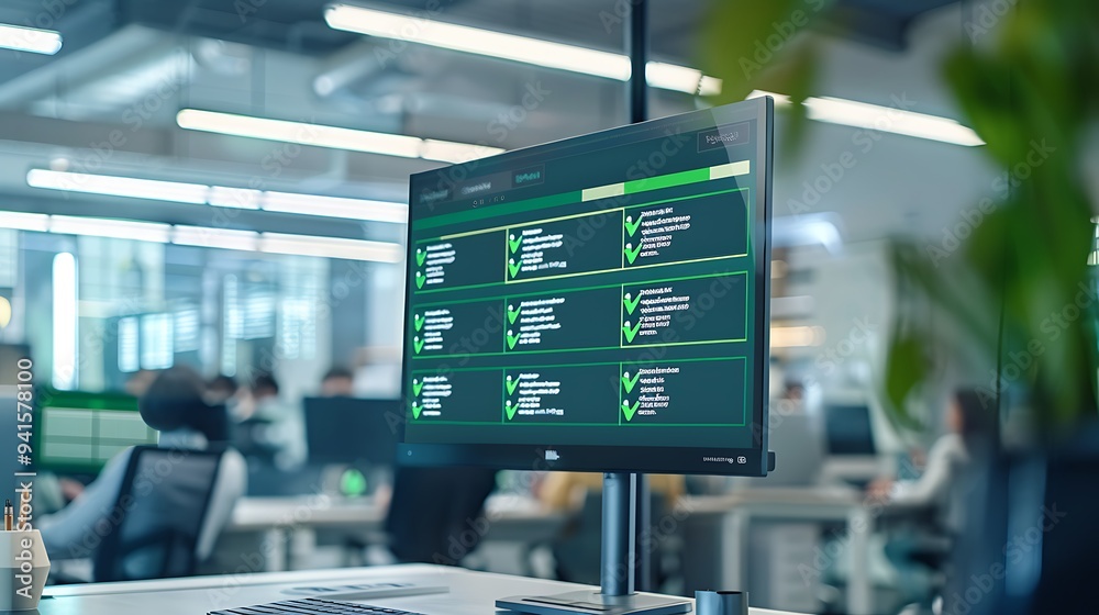 Poster Digital Progress Tracking Dashboard with Completed Tasks and Green Check Marks