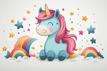 Fototapeta premium cute rainbow unicorn
