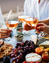 Glasses of rose wine seen during a friendly party of a celebration.