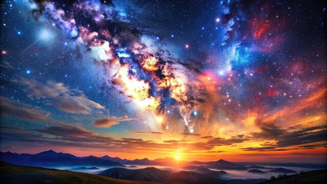 Celestial Wonders: Cosmic, ethereal, interstellar, starry skies, vibrant colors