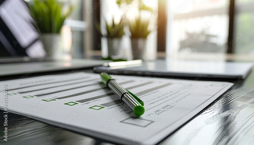 Poster Printed Key Performance Report with Objectives Ticked Off and Green Check Marks