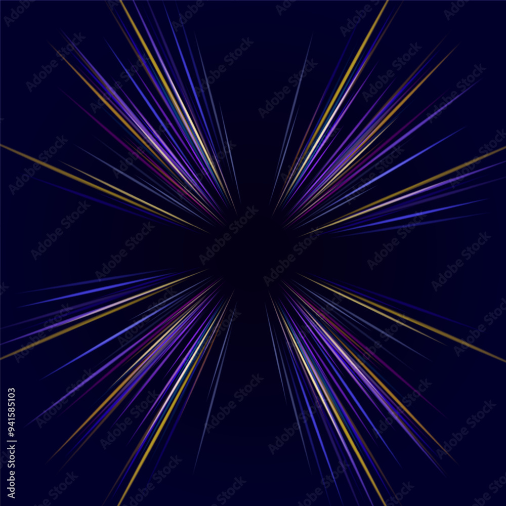 Poster abstract light lines of movement and speed in neon color. speed dynamic background with rectangular 