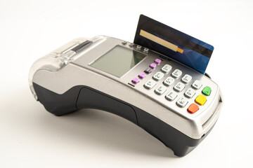 POS terminal for payment, finance and shopping, business and technology.