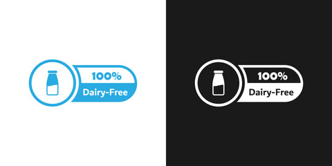 Dairy free icon. No lactose added product label. No dairy. Healthy food sign. Nature product and organic food badge. Vector icon.