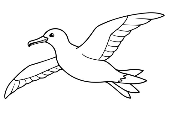 recommend clip art: Cute flying cormorant bird line art vector art illustration 