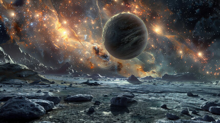 space hdri, seamless 360 space environment, in the style of star trek