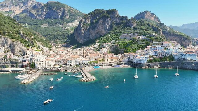 Aerial View of Amalfi and Positano, Italy