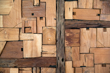 Background with irregular wooden boards arranged geometrically