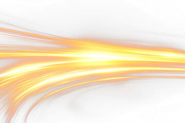 Obraz premium Featuring vibrant golden light trails isolate on transparent background, cutout, png
