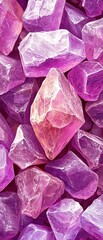 Fototapeta premium A vibrant collection of stunning purple crystals showcasing a range of shapes and shades, ideal for artistic and decorative uses.
