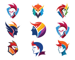 Man vector head people symbols Brain Creative mind, design icon logo colors.