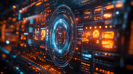 Fototapeta premium Futuristic Digital Interface - Abstract 3D Illustration