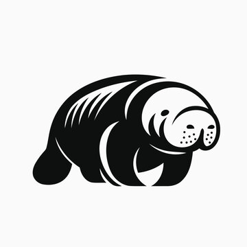 vintage retro hipster dugong logo vector outline silhouette art icon