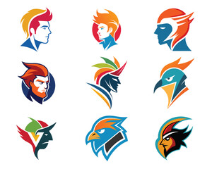 Man vector head people symbols Brain Creative mind, design icon logo colors.