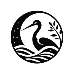 Stork bird with white background