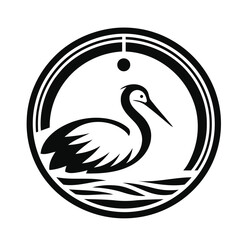 Swan on the water with a white background