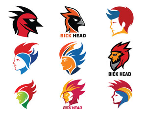 Man vector head people symbols Brain Creative mind, design icon logo colors.