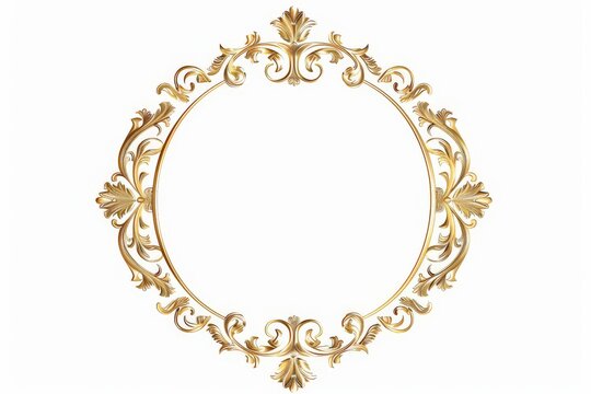 recommend clip art: Vintage luxury golden royal circle frame with Decorative traditional floral line pattern style on a white background