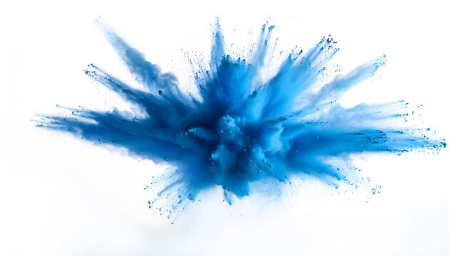 A blue explosion of smoke and dust is depicted in the image