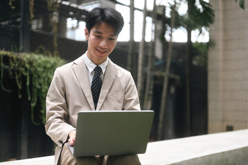 Businessman Embracing Flexibility with Outdoor Work