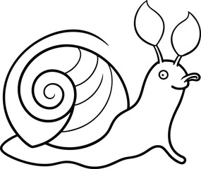 Cute snail line art illustration designed for children's coloring books provides an engaging and educational coloring experience for young ones

