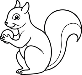 Easy squirrel line art for kids coloring book bringing joy and learning through simple and engaging designs
